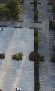 aerial shot of parking lot